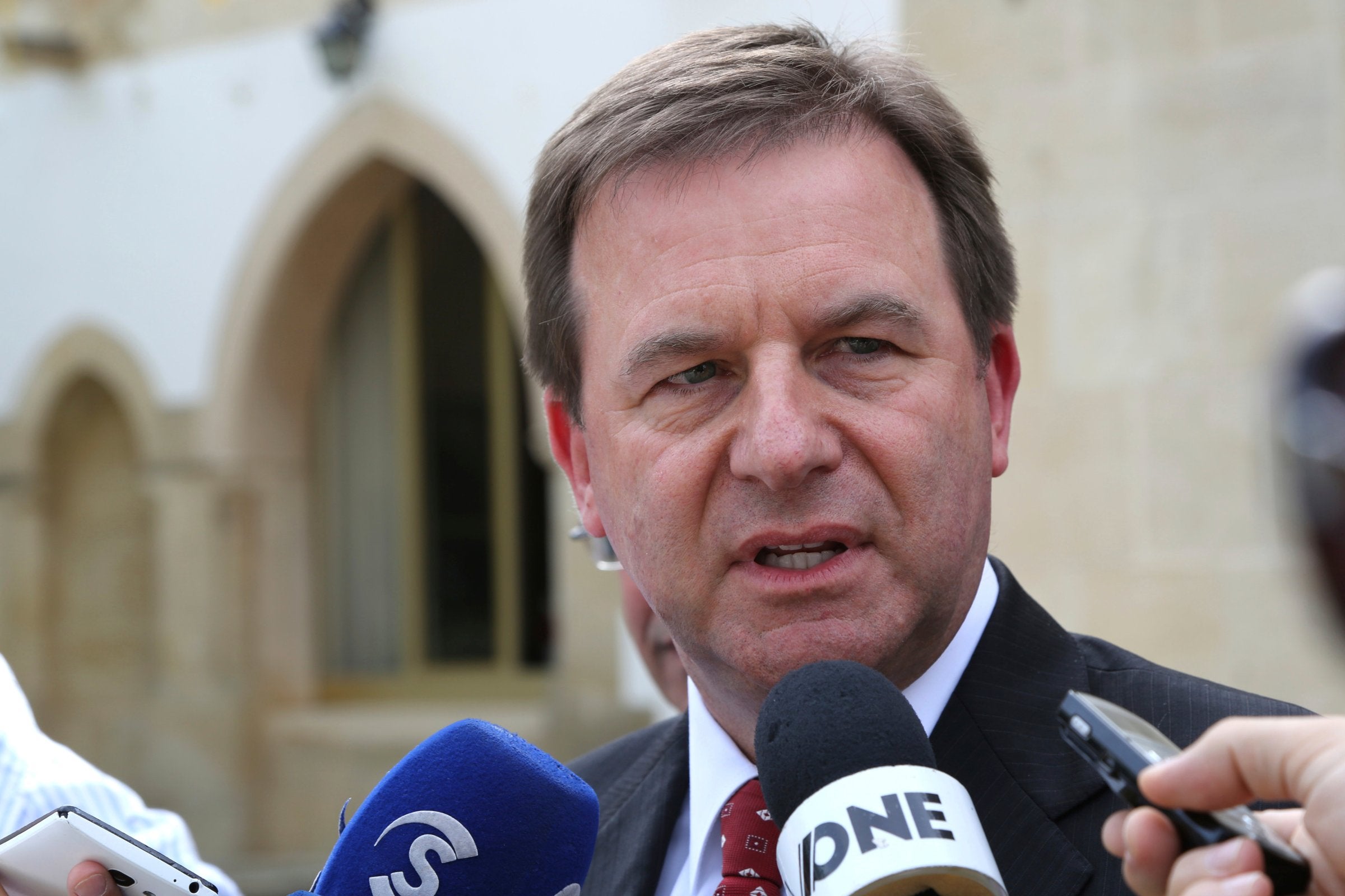 FILE: ExxonMobil senior vice president Neil Chapman speaks to the media after a meeting with Cyprus' president Nicos Anastasiades at the presidential palace in capital Nicosia, Cyprus, Friday, 5 October 2018.