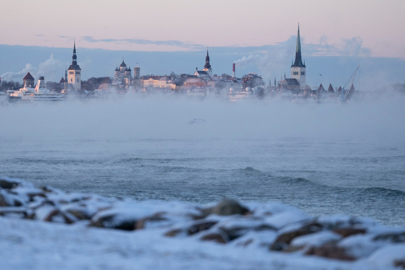 Big freeze strands cargo ships in Baltic Sea ice