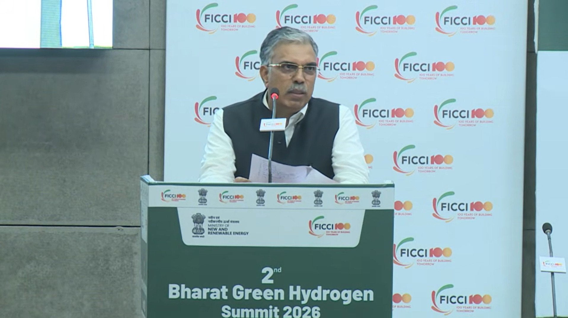 SECI director Sanjay Sharma speaking at the Bharat Green Hydrogen Summit in New Delhi last week.