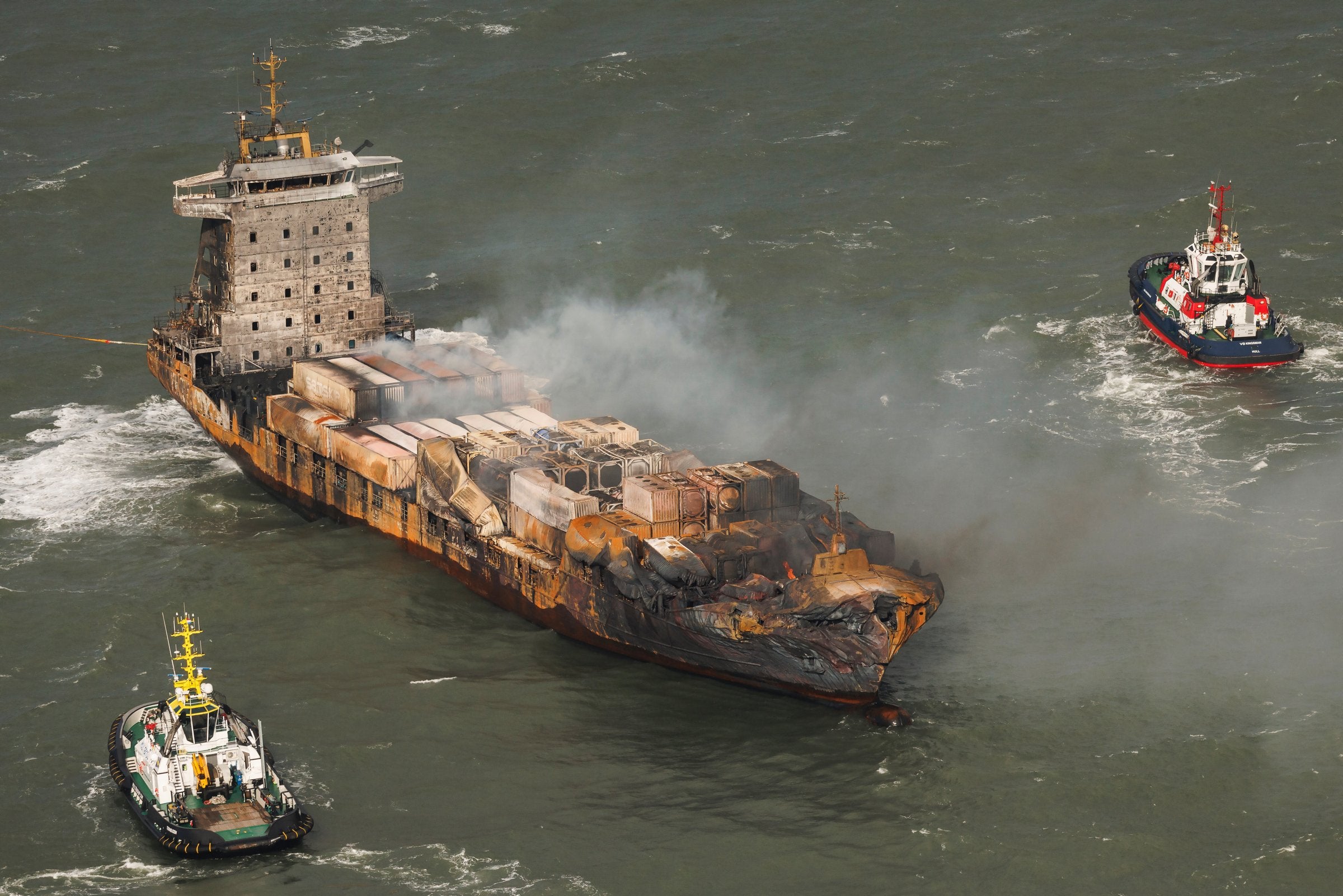 Arrested master of burning North Sea container ship identified as ...