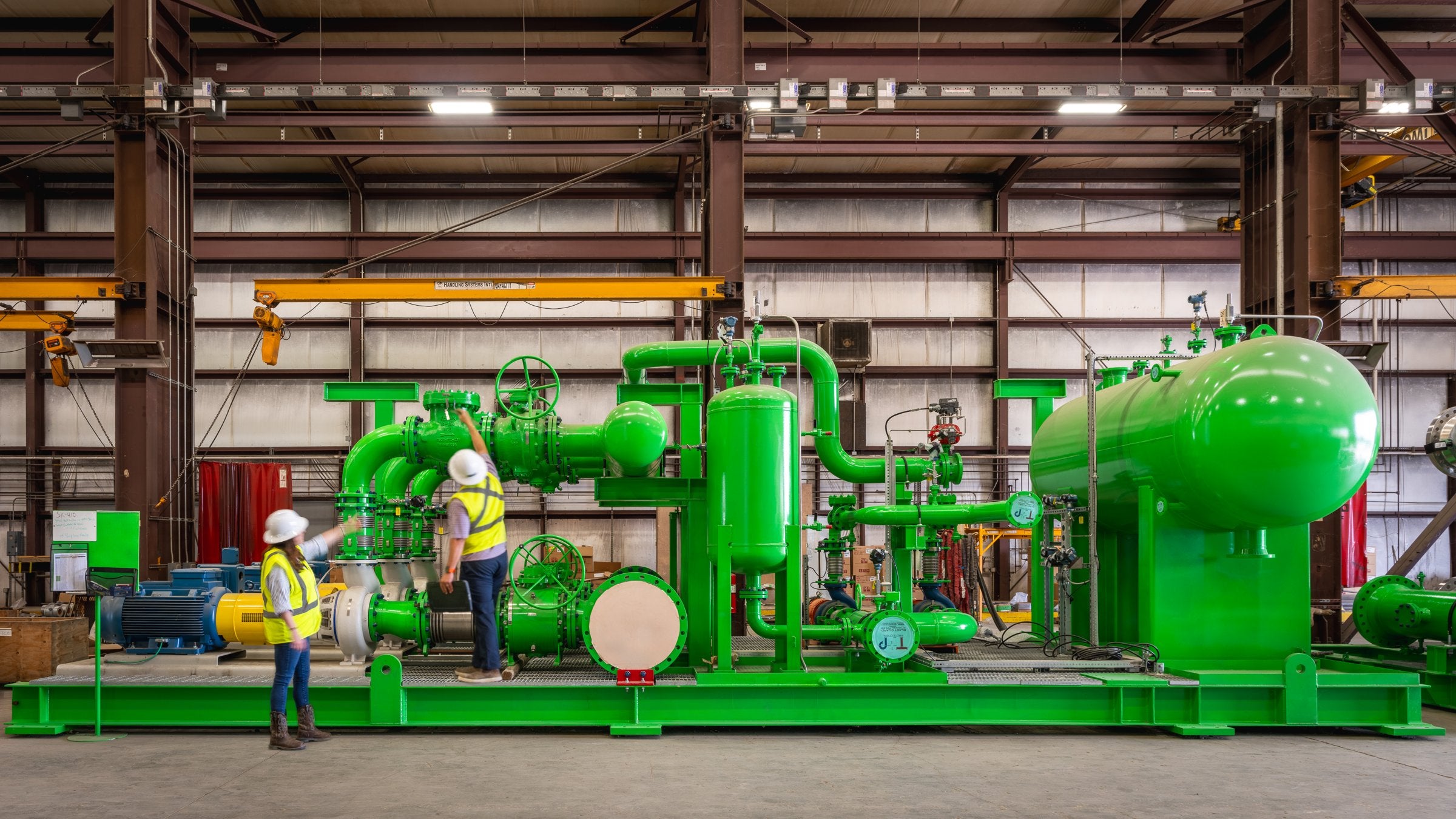 Balance of plant of an Electric Hydrogen 100MW electrolysis system on a skid, waiting to be shipped to Infinium’s Project Roadrunner eFuels facility in Texas.